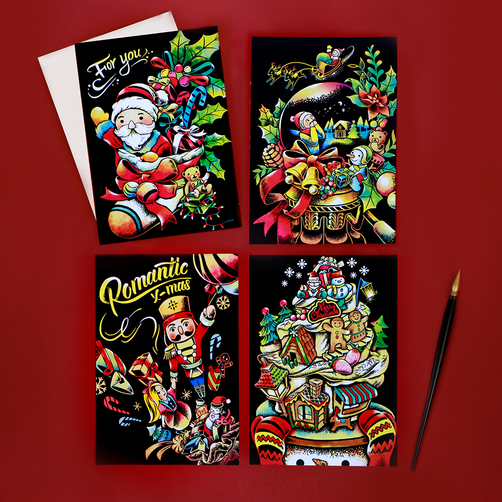 스크래치 싱글 엽서 크리스마스 에디션 보드 페이퍼