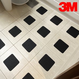 미국 3M정품 매끈한 타일용(일반용) 검정 100x100mm 5개입 미끄럼방지테이프 논슬립테이프 미끄럼방지스티커 욕실 및 타일 욕조 화장실 주방 바닥 부착시트
