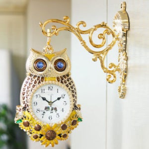 베스트데코 인테리어 부엉이 벽시계 벽걸이 시계 거실 무소음 양면 코너