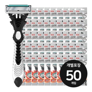 도루코 6중날 PACE6 페이스6 일회용면도기 50개입 SXA100-1 업소용 호텔용