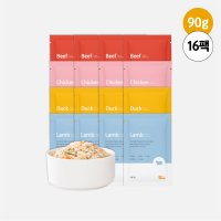 씽크라이크펫 강아지 화식 자연식 수제 사료 90g 4종(소/닭/오리/양) 16팩