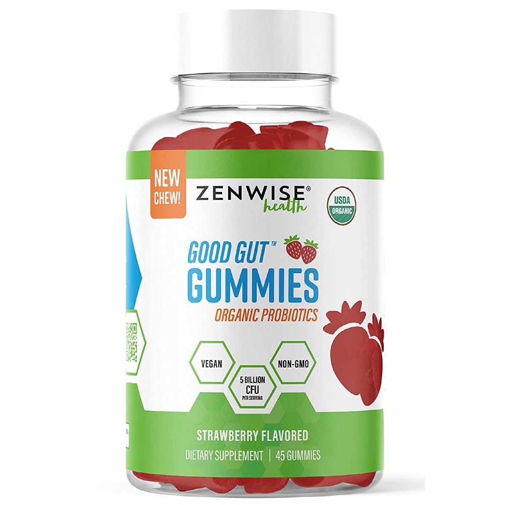 Zenwise Health Organic Probiotic Good gut Gummies Strawberry 젠와이즈 헬스 오가닉 프로바이오틱 <b>굿 거트 구미</b> 딸기맛 45정