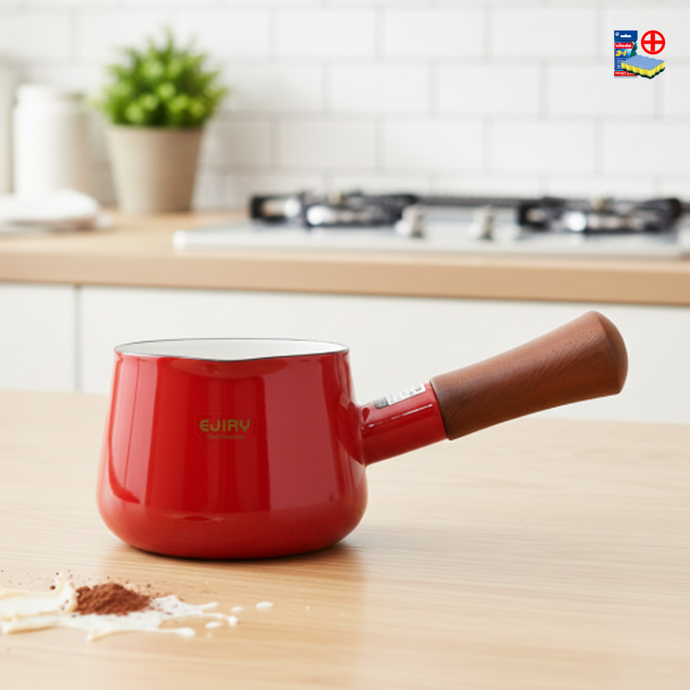 에지리 인덕션 법랑 냄비 밀크팬 소스팬 이유식 밀크팟 범랑 국민 컬러 12cm 레드