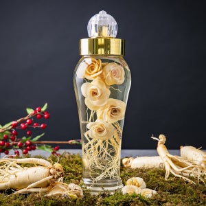인삼꽃주 DIY 키트 1L(수삼80g+인삼꽃5개+유리병) 담금주 수공예 수삼꽃 세척삼 골드플라워 담그기 만들기 선물 인삼주 인삼꽃술 인삼장미꽃