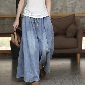 데님 와이드 청 치마바지