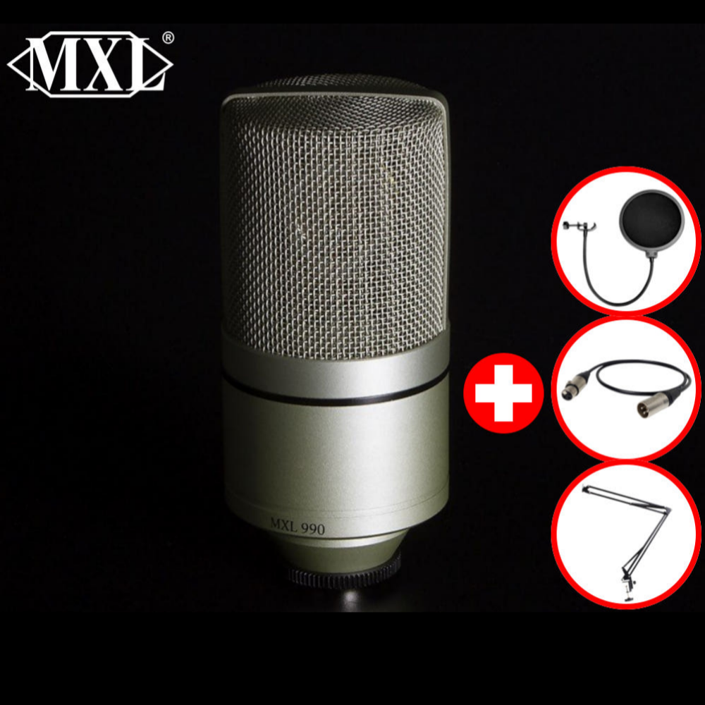 MXL990 콘덴서 마이크 콘덴서 홈레코딩 보컬 기타 녹음 유튜브 게임 방송 BJ 입문용