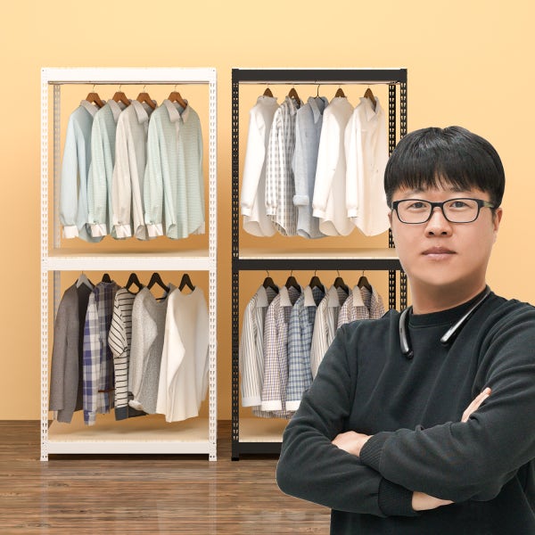 시스템행거 철제 조립식 선반 드레스룸 스탠드 옷걸이 4004001800 3단2행거