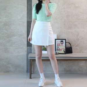 a라인 랩 골프 화이트 치마 바지