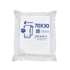 뷰클린 70x30cm 일회용 타올 병원 페이스타올 28g, 화이트, 50장