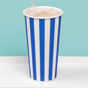 22온스 일회용 테이크아웃 캠핑 스트라이프 양면코팅 종이 음료 컵 1박스 1000개