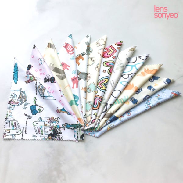 렌즈소녀 그림 안경닦이 세트 30장 50장 렌즈수건 안경클리너 닦기 극세사