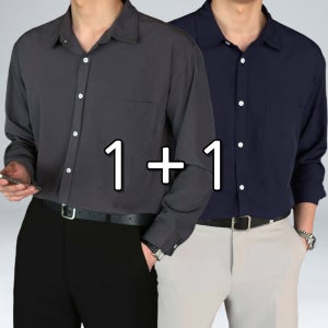 1+1 남자 구김없는 정장 가을 셔츠 남성 빅사이즈 드레스 링클프리 여름 와이셔츠