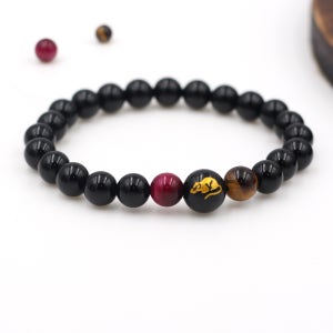 G014-블랙 마노-십이간지 8mm 호안석 원석 수제 띠별 불교 패션 염주팔찌