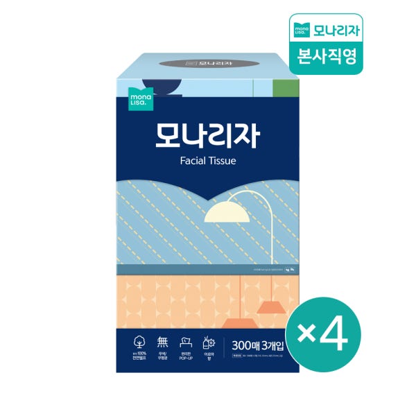 모나리자 아로마향 300매 3입 2+2개 총12개 향기나는 퍼퓸 각티슈 미용티슈