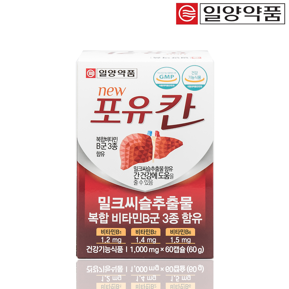 <b>일양</b>약품 <b>간에좋은</b> 실리마린 <b>밀크씨슬</b> B1 영양제 60캡슐, 1개