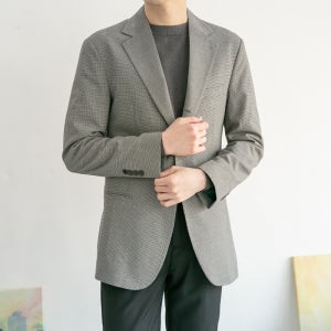 남자 봄 싱글 하운드투스 체크 블레이져