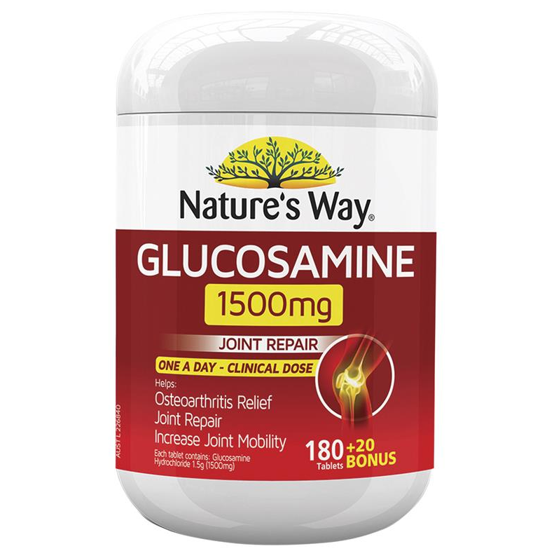 호주 <b>네이처스웨이</b> 글루코사민 150mg 180+20정 관절영양제 <b>Nature’s Way</b> Glucosamine 1500mg 180 + 20 Bonus Tablets