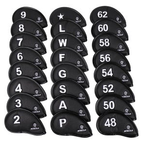 뉴즐 더블사이드 넘버 자수 아이언 웨지 커버 딘품 올블랙 화이트자수