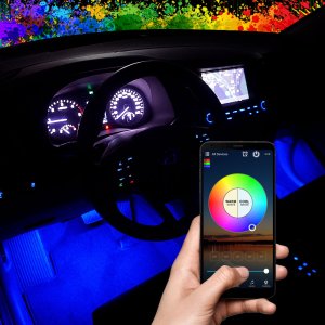 [인증제품] 12V용 RGB 무선 블루투스 컨트롤 LED바 풋등 키트 세트 4핀 /시거잭 간편연결 휴대폰컨트롤 앰비언트라이트 엠비언트 자동차량 튜닝용품/램프 조명