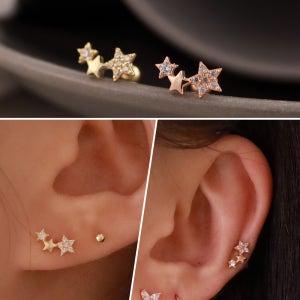 [무배/전체14k] 샛별초롱 귓바퀴 골드 피어싱 귀걸이 2color