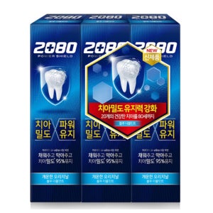 애경 2080 파워쉴드 치약 블루 더블민트 140g x 3개