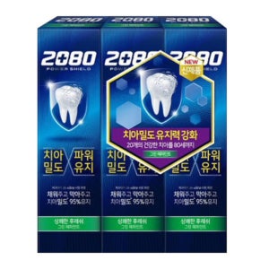 애경 2080 파워쉴드 치약 그린 페퍼민트 140g x 3개