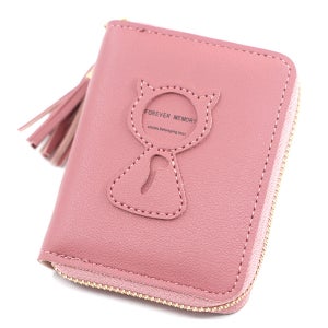 더캣 고양이태슬반지갑 손지갑 선물용 여성 캐릭터 MINE 학생 지갑 동전지갑 지퍼반지갑