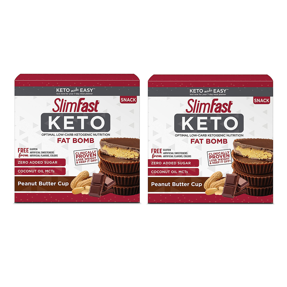 SlimFast Keto Fat Bomb Snacks Peanut Butter Cup 슬림패스트 <b>키토</b> 펫 <b>밤</b> 스낵 피넛 버터 컵 17g 14개입 2팩