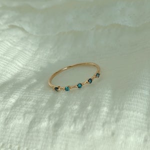 14k 블루다이아몬드 도트 원석 금반지