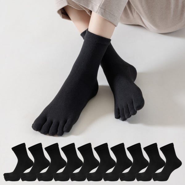 두발로 여성용 럭셔리 발가락 중목 양말 10켤레