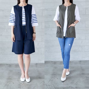 빅사이즈 봄 여름 가을 포켓 린넨 쿨 마 조끼 여성 데일리 루즈핏 오피스룩 베스트