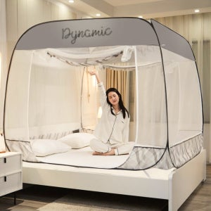 올커버 6면형 원터치 팝업 모기장 여행용 침대 3도어 완벽방충 모기장 (DY싱글1호그레이)