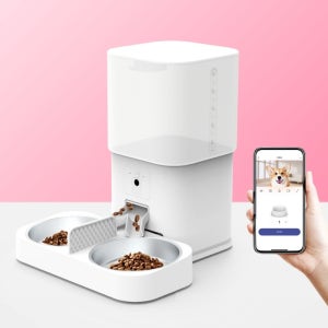 [디클펫] 강아지 고양이 스마트 자동급식기 AT-120 듀얼 6L 애견 사료 영상 카메라 어플 지원