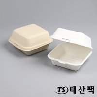 펄프 도시락 용기 B-003 사각 햄버거 케이크 샐러드 일회용 종이 포장용기 500개