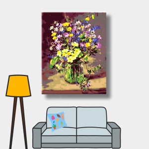 3+1 diy유화그리기 데이지 화병 꽃그림 캔버스 아크릴페인팅 정물화 명화 봄의 야생화