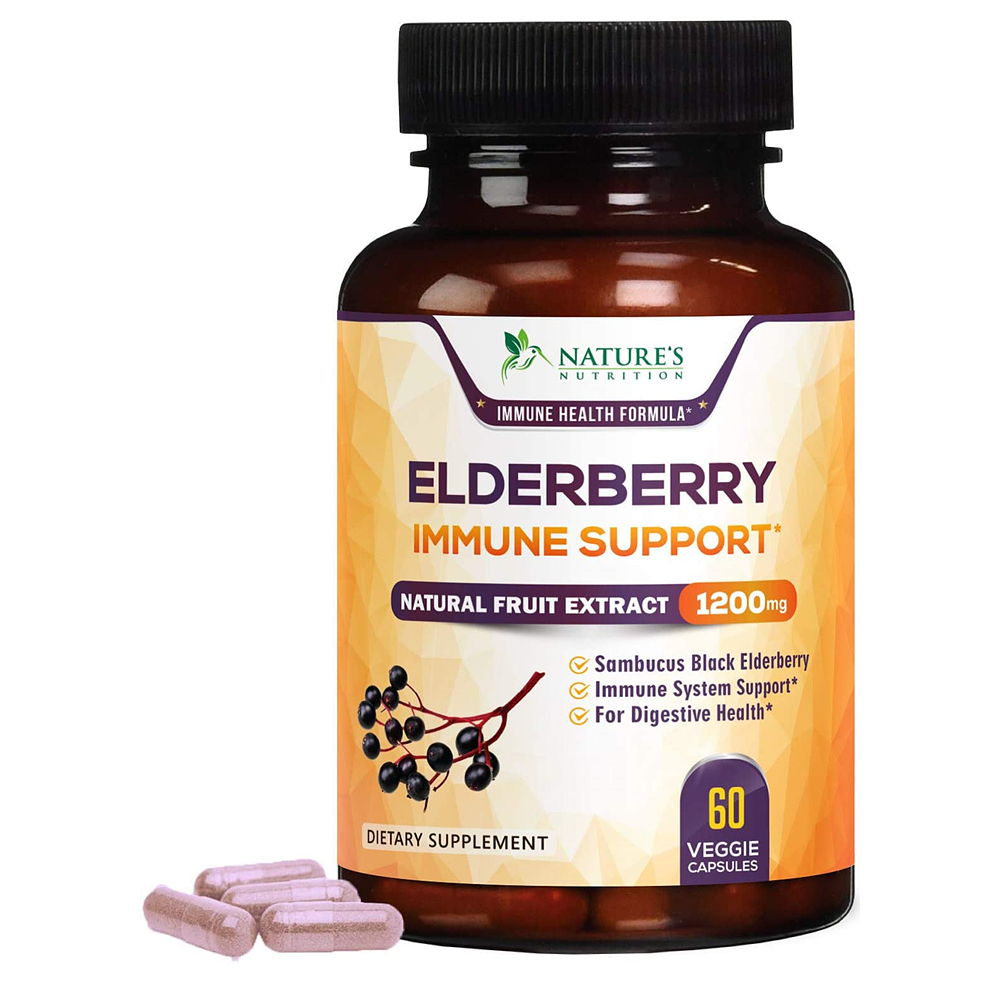 Natures Nutrition Elderberry 네이쳐스 뉴트리션 엘더베리 1200mg 60정 2개