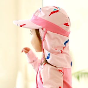 아동플랩캡 유아 물놀이모자 수영 키즈 아동썬햇 메쉬 UV차단 버킷햇 앵무새