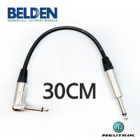 벨덴 BELDEN 9778 TS + TS ㄱ자 꺽임 뉴트릭 기타앰프 페달 패치케이블 30cm