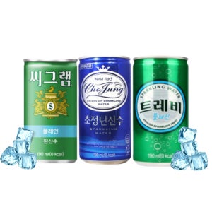 일화 초정 탄산수 190ml 트레비 씨그램 플레인 30캔 각10캔 미니 캔음료 탄산 음료수