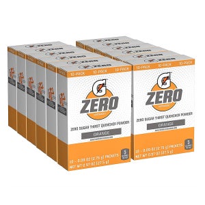 게토레이 제로 분말 스틱형 10개입 12박스 오렌지 Gatorade G Zero Powder, Orange, 0.10oz Packets