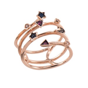JOR006 (14K 로즈골드 / 컬러 큐빅 반지)