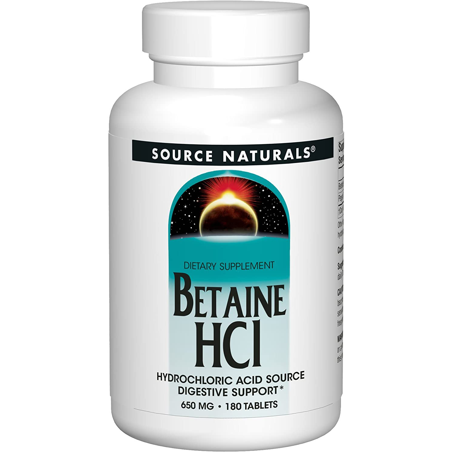 Source Naturals Betaine HCl 650 mg, 소스내추럴스 베타인 HCI 180정