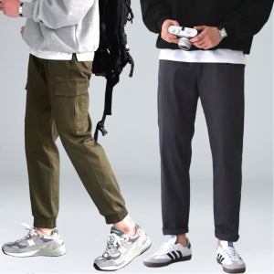 남자 바지 남성 기모 면바지 겨울 골덴 스판 밴딩 빅사이즈 치노 팬츠 허벅돼 고무줄 편한