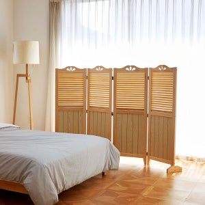 카페 인테리어 공간분리 가리개 하프갤러리 미니 4단 접이식 칸막이 원목 파티션 2color