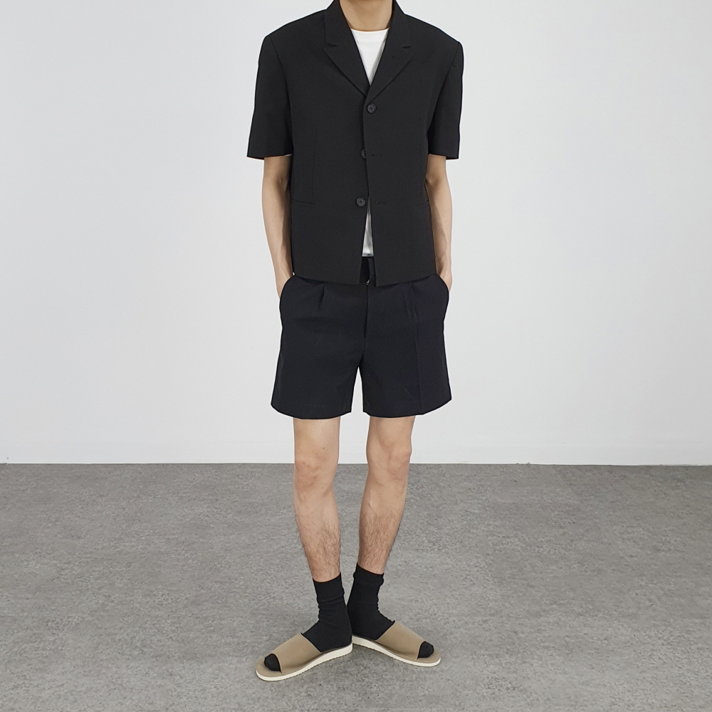 미니멀 썸머 린넨 MMG 숏 크롭 린넨 반팔 자켓 블레이져 2color