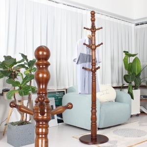 고급스런 스탠드 옷걸이 행거 원목 이동식 나무 미니 사무실 스탠딩 옷걸이 엔겔