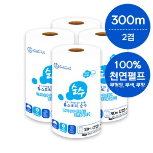 [휴스토리]100%천연펄프 순수 점보롤300 2겹x300Mx4롤x4팩, 16롤/티슈몰