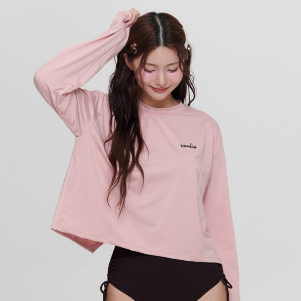 여성 래쉬가드 상의 크롭 긴팔 체형커버 수영복 케이지 M223