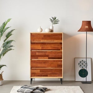 고무나무 멀바우 원목 5단 서랍장 800