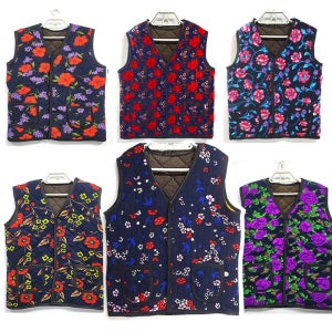 레트로 남여 커플 갬성 꽃무늬 조끼 촌캉스 f790 할머니 시골 누빔 할매 김장 요양원